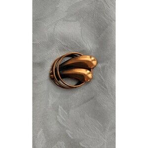 Vintage Copper Tone Modernist Brooch | Sculptural Abstract Statement Jewelry